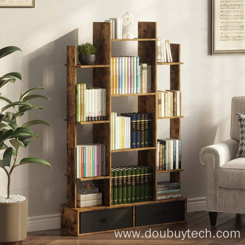 Bookshelf with Rustic Wood Bookshelves